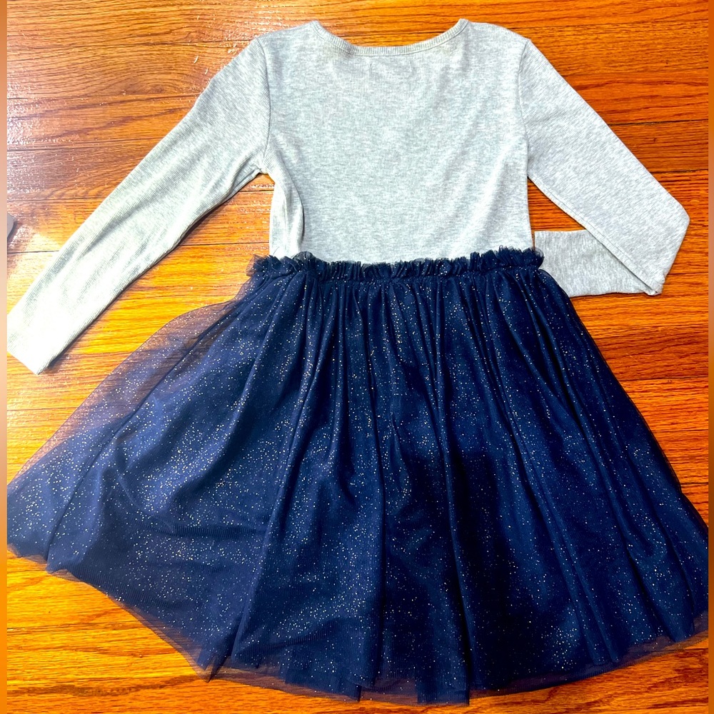 Tucker + Tate Girls Grey + Blue Tulle Dress - long sleeves